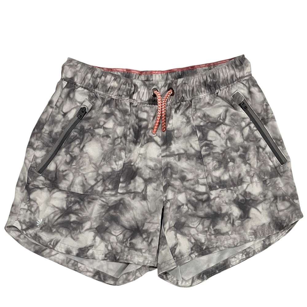 Athleta Girl Shorts Gray Tie Dye Size XL 14 Drawstring Waist